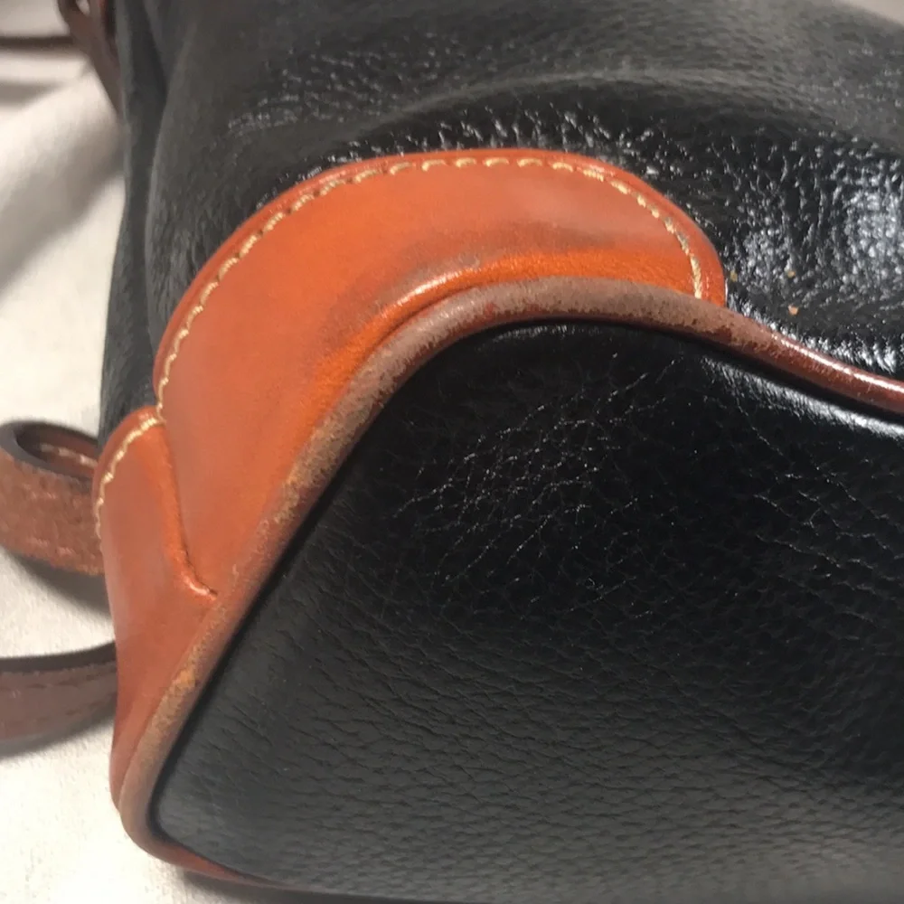 Dooney & Bourke Black and Brown Contrast Pebble Grain Leather Crossbody Bag
